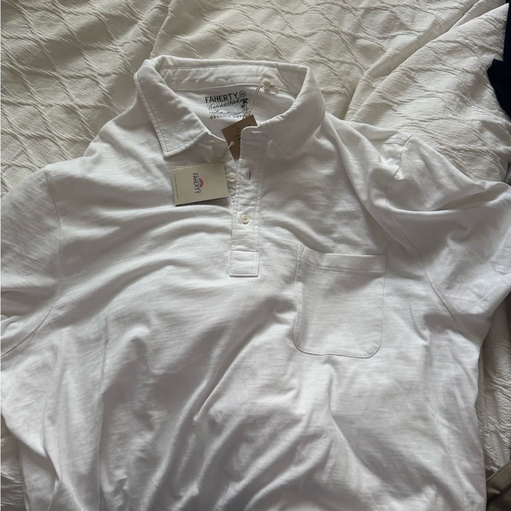 Faherty White Polo Shirt Classic Style